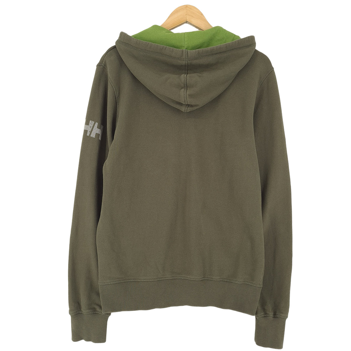 Helly Hansen Vintage Mens Zip Hoodie Green Cotton Classic Hooded Sweatshirt Size S, detail view 1, image 3 of 8