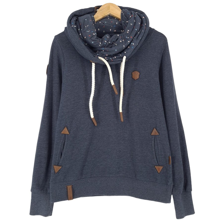 Naketano Vintage Pullover sweat à capuche coton bleu classique à capuche sweat Femme taille L