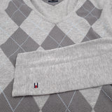 Tommy Hilfiger Vintage Mens Pullover Sweater Grey Cotton Argyle Classic Knit Size M, detail view 4, image 6 of 7