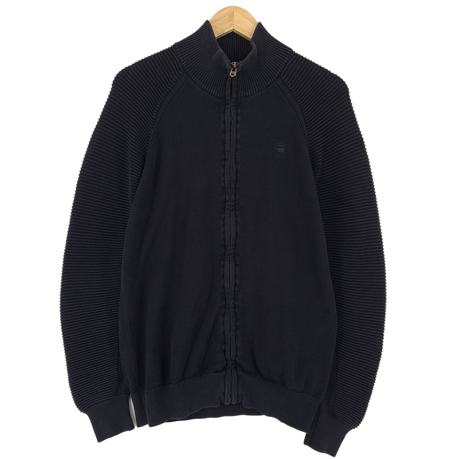 G-Star Vintage Homme Zip pull coton noir classique maille Knitwear pull taille M