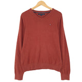 Tommy Hilfiger Vintage Mens Pullover Sweater Red Cotton Classic Knit Size M, front view, image 1 of 7