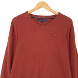 Tommy Hilfiger Vintage Mens Pullover Sweater Red Cotton Classic Knit Size M, back view, image 2 of 7