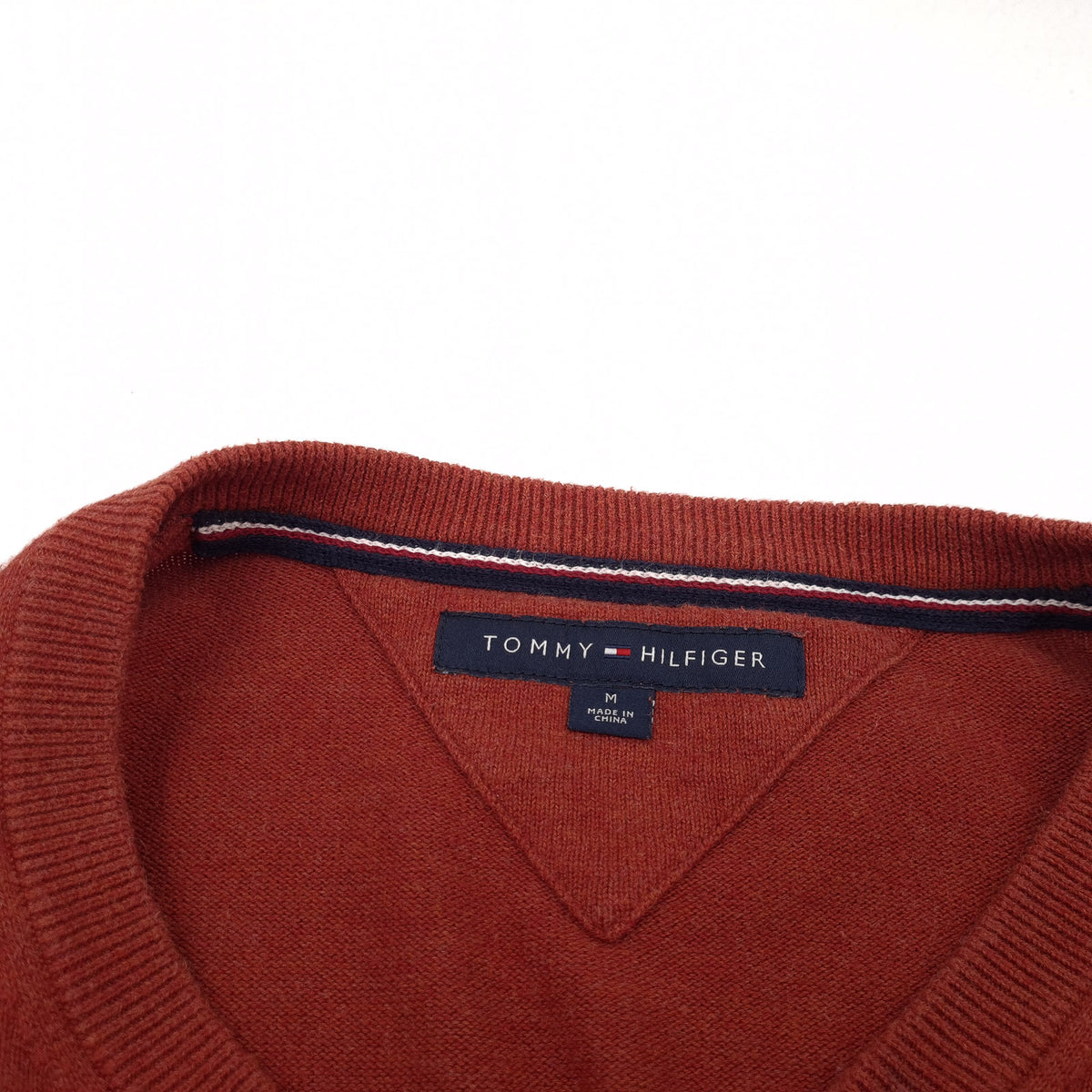 Tommy Hilfiger Vintage Mens Pullover Sweater Red Cotton Classic Knit Size M, detail view 2, image 4 of 7