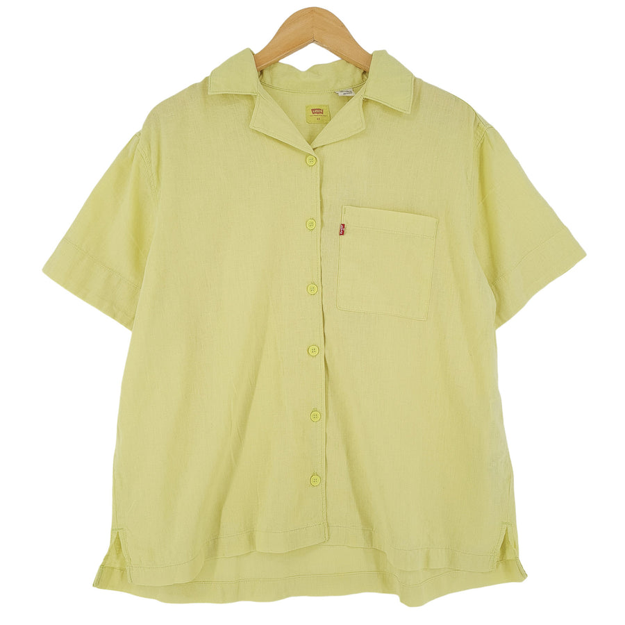 Levi's chemise Yellow lin boutonné coupe décontractée décontracté Femme taille XS