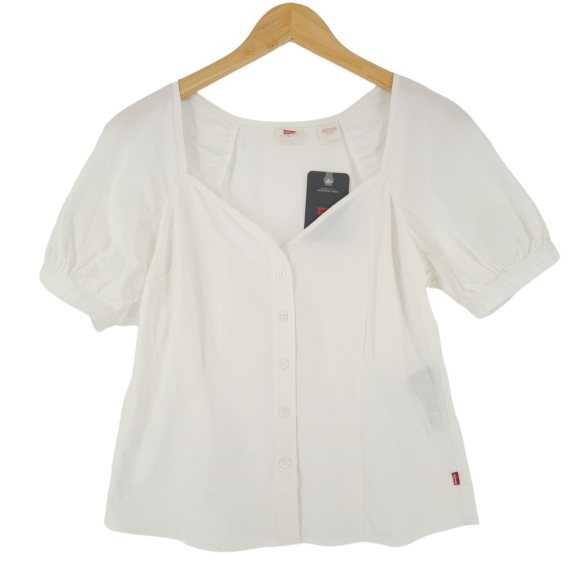 Levi's Blouse White Cotton Smart Top Elegant Office Workwear Women Size XS, front view, image 1 of 10