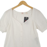 Levi's Blouse White Cotton Smart Top Elegant Office Workwear Women Size XS, back view, image 2 of 10