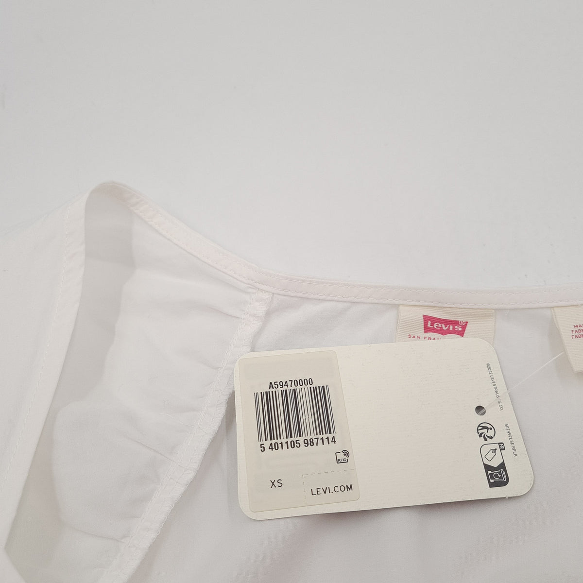 Levi's Blouse White Cotton Smart Top Elegant Office Workwear Women Size XS, detail view 4, image 6 of 10