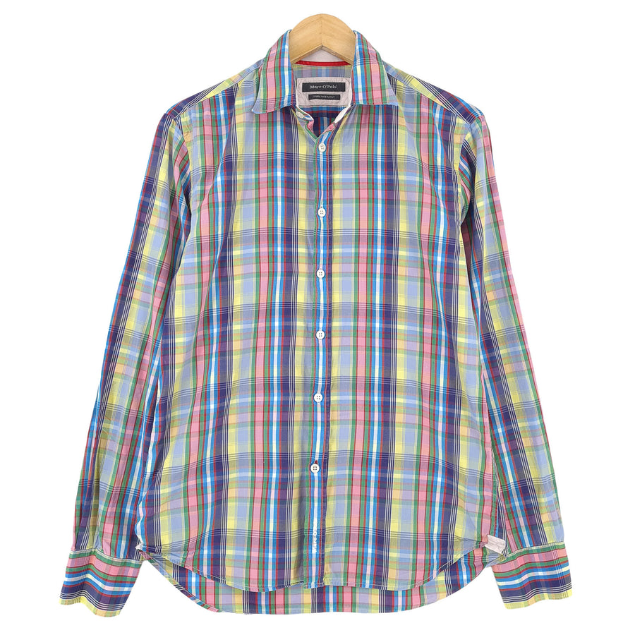 Marc O'Polo Vintage męska koszula bawełniana w kratę zapinana na guziki dopasowany codzienne rozmiar S 38
