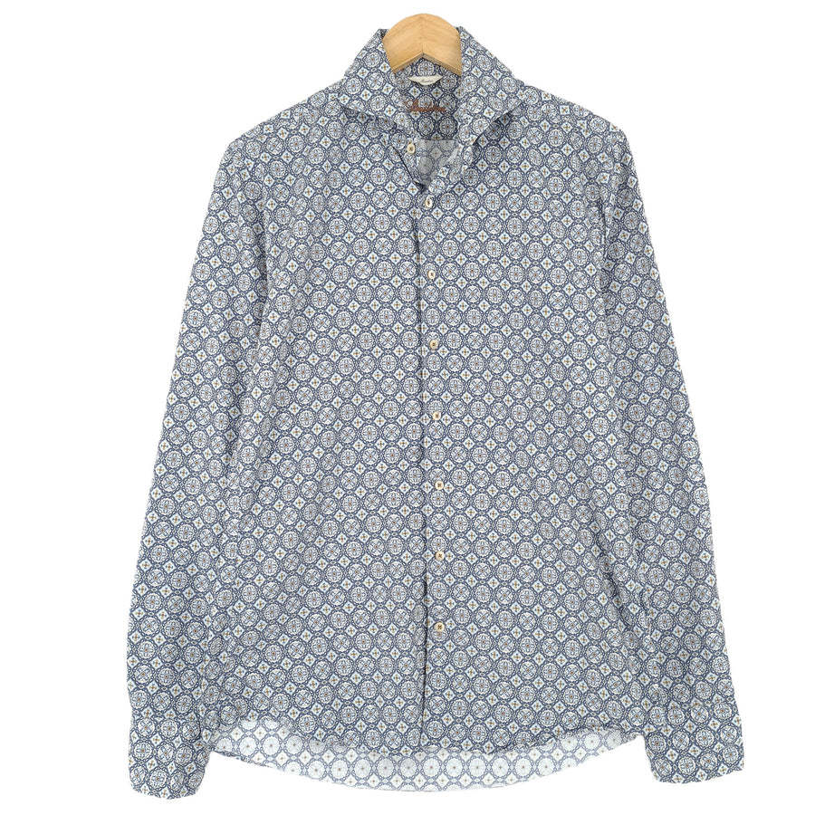 Stenstroms Herrenhemd geometrisch Baumwolle mit Knopfleiste Slim Fit Freizeit Alltag Größe M