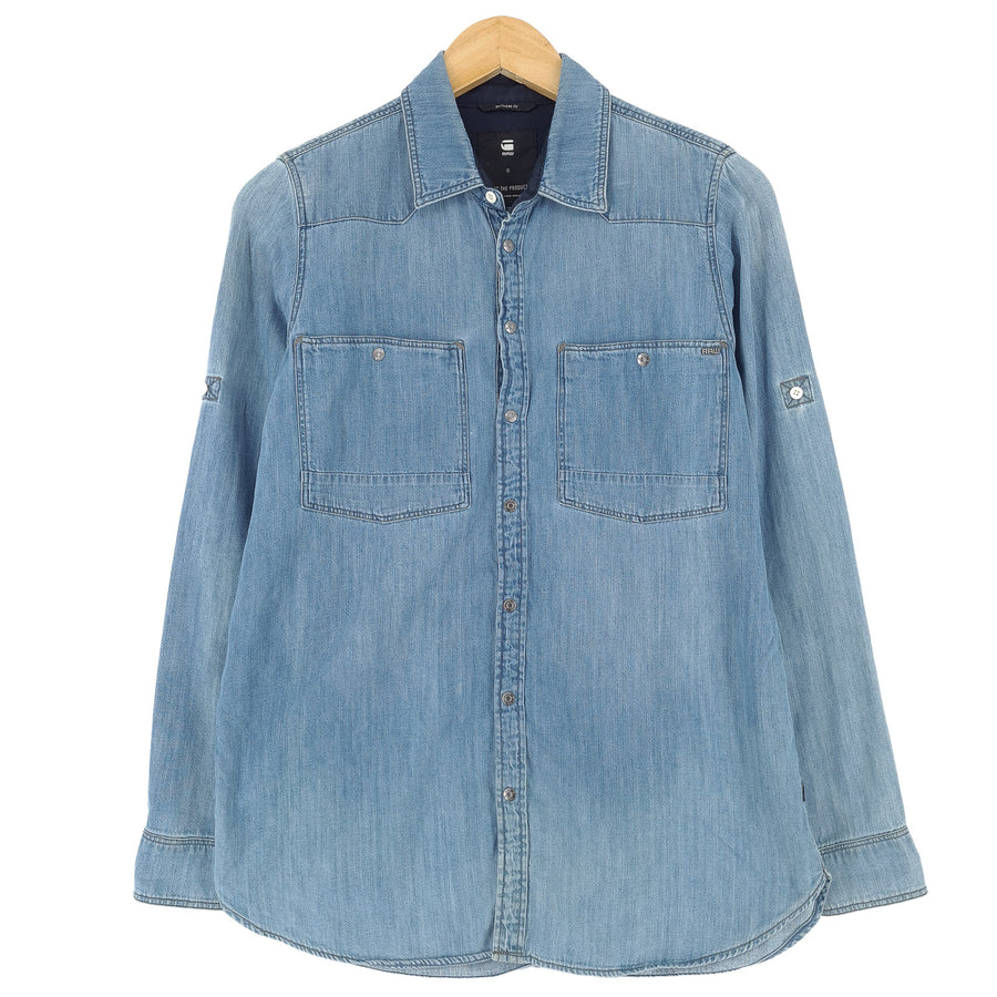 G-Star Vintage denim chemise coton bleu boutonné coupe décontractée décontracté Femme taille S