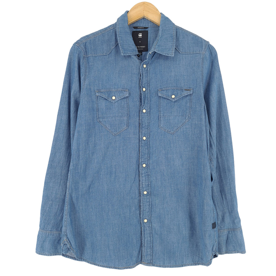 G-Star Vintage Denim Hemd blaue Baumwolle mit Knopfleiste Freizeit Alltag Damen Größe M