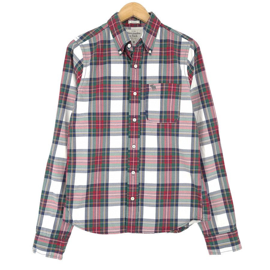 Abercrombie & Fitch Vintage męska koszula bawełniana w kratę zapinana na guziki codzienne rozmiar M