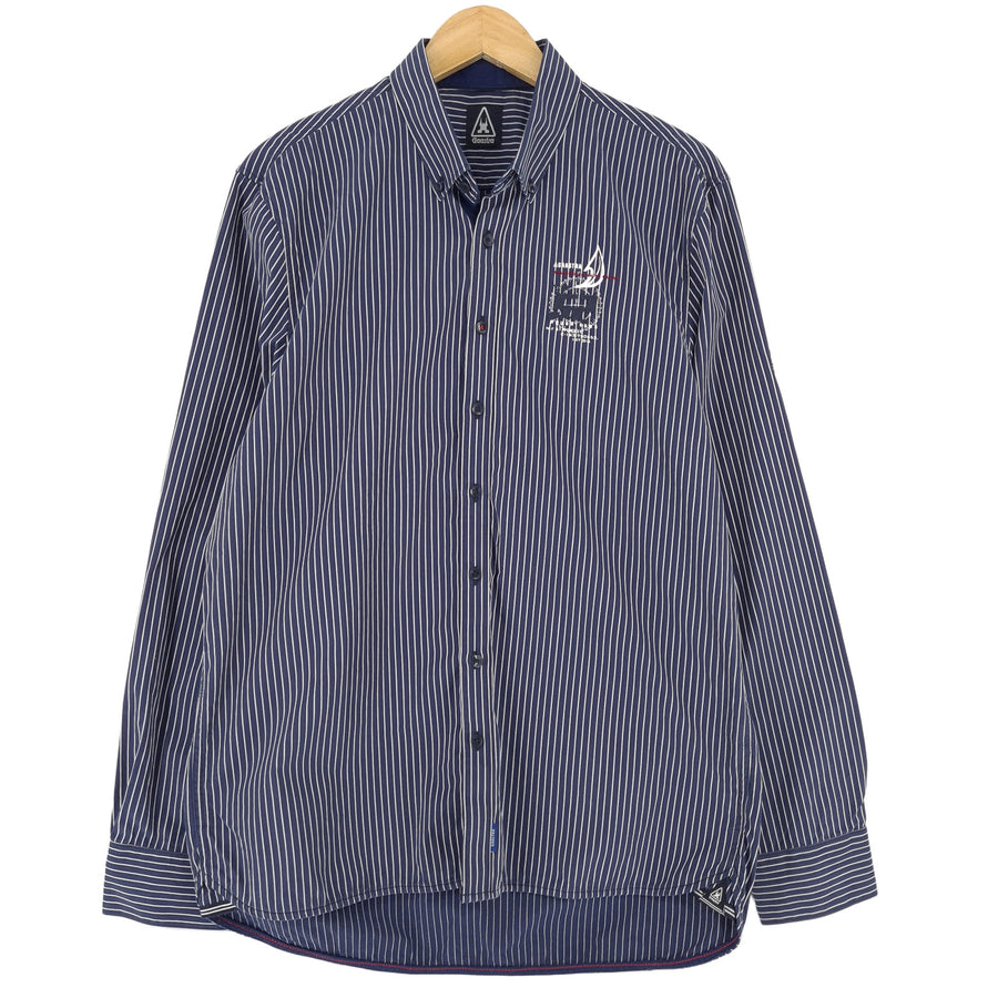 Gaastra Vintage camicia da uomo blu a righe cotone con bottoni casual quotidiano taglia L
