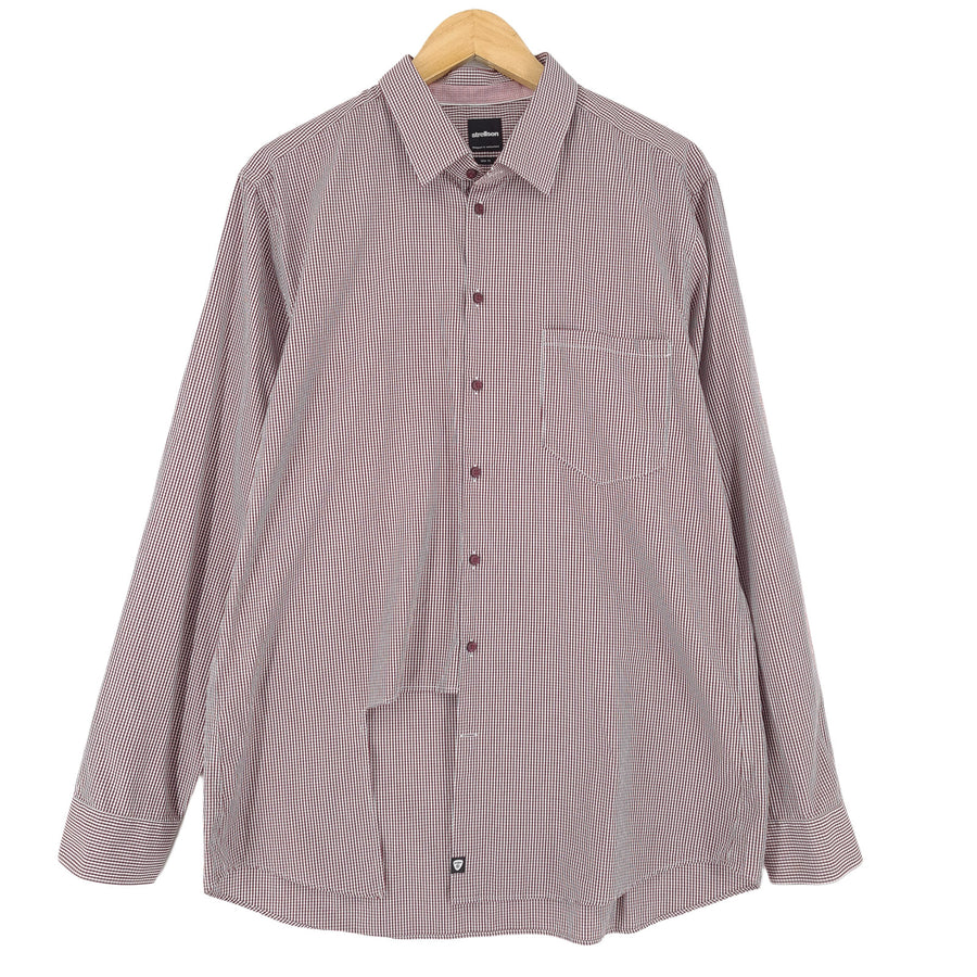 Strellson camicia elegante da uomo bordeaux cotone a quadri da ufficio taglia 17.5 44