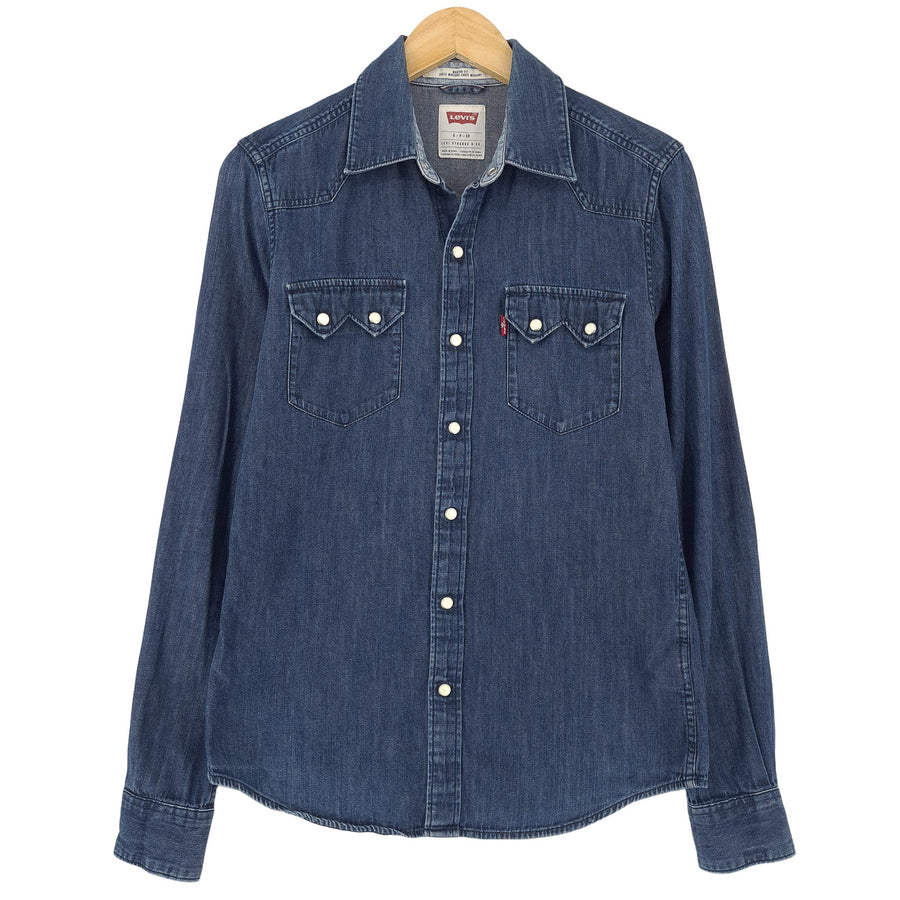 Levi's Vintage Herren Denim Hemd blaue Baumwolle mit Knopfleiste Freizeit Alltag Größe S