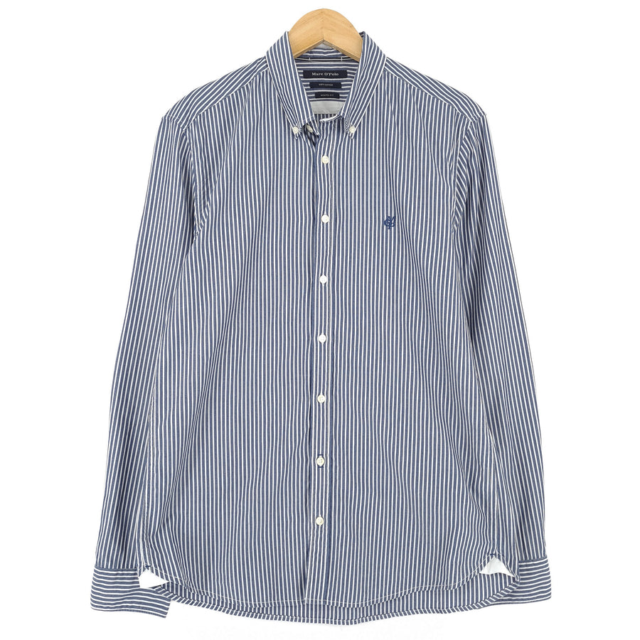Marc O'Polo Vintage camicia da uomo a righe cotone con bottoni aderente casual taglia S