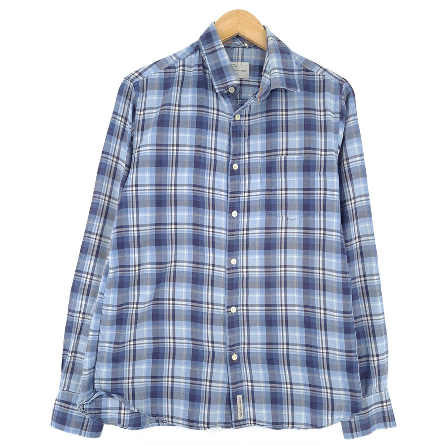 Peak Performance Vintage camicia da uomo blu cotone a quadri con bottoni casual taglia M