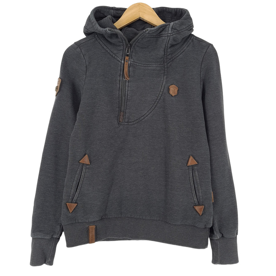 Naketano Vintage quart de zip sweat à capuche coton gris classique Femme taille M
