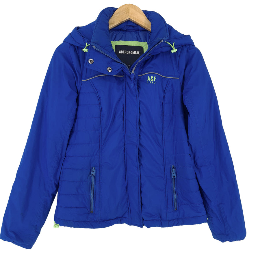 Vintage Abercrombie doudoune bleu déperlant à capuche Quilted Femme taille M