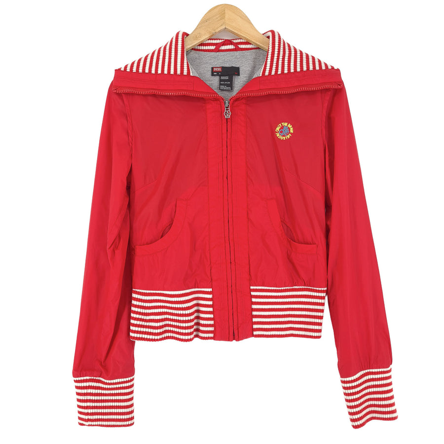 Diesel Vintage kurtka bomberka czerwony w paski Pinstripe Outdoor codzienne Damskie rozmiar S