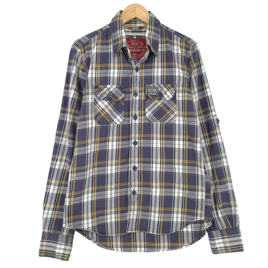 Superdry Vintage męska koszula bawełniana w kratę zapinana na guziki codzienne na co dzień klasyczne rozmiar M