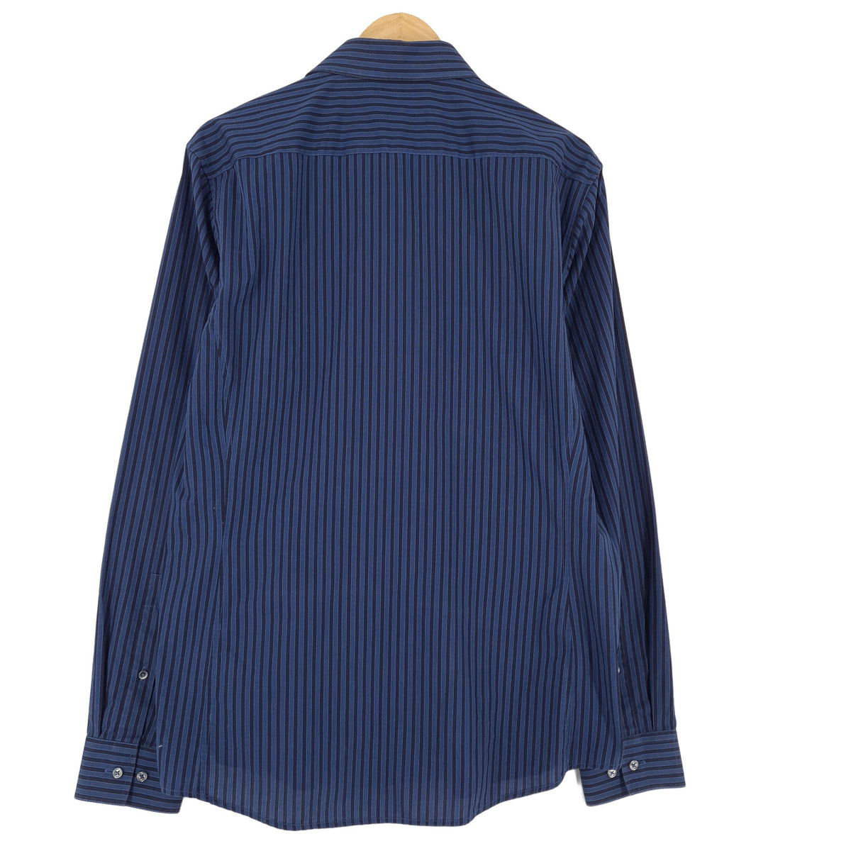 Strellson Mens Shirt Blue Striped Cotton Button Up Slim Fit Casual Size 42, detail view 1, image 3 of 6