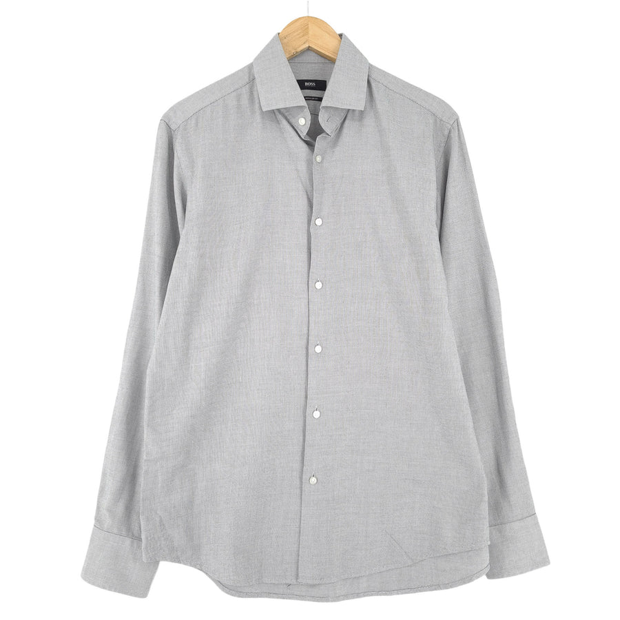 Hugo Boss męska koszula elegancka szara bawełna biznesowa Button Down rozmiar 40 15 3/4