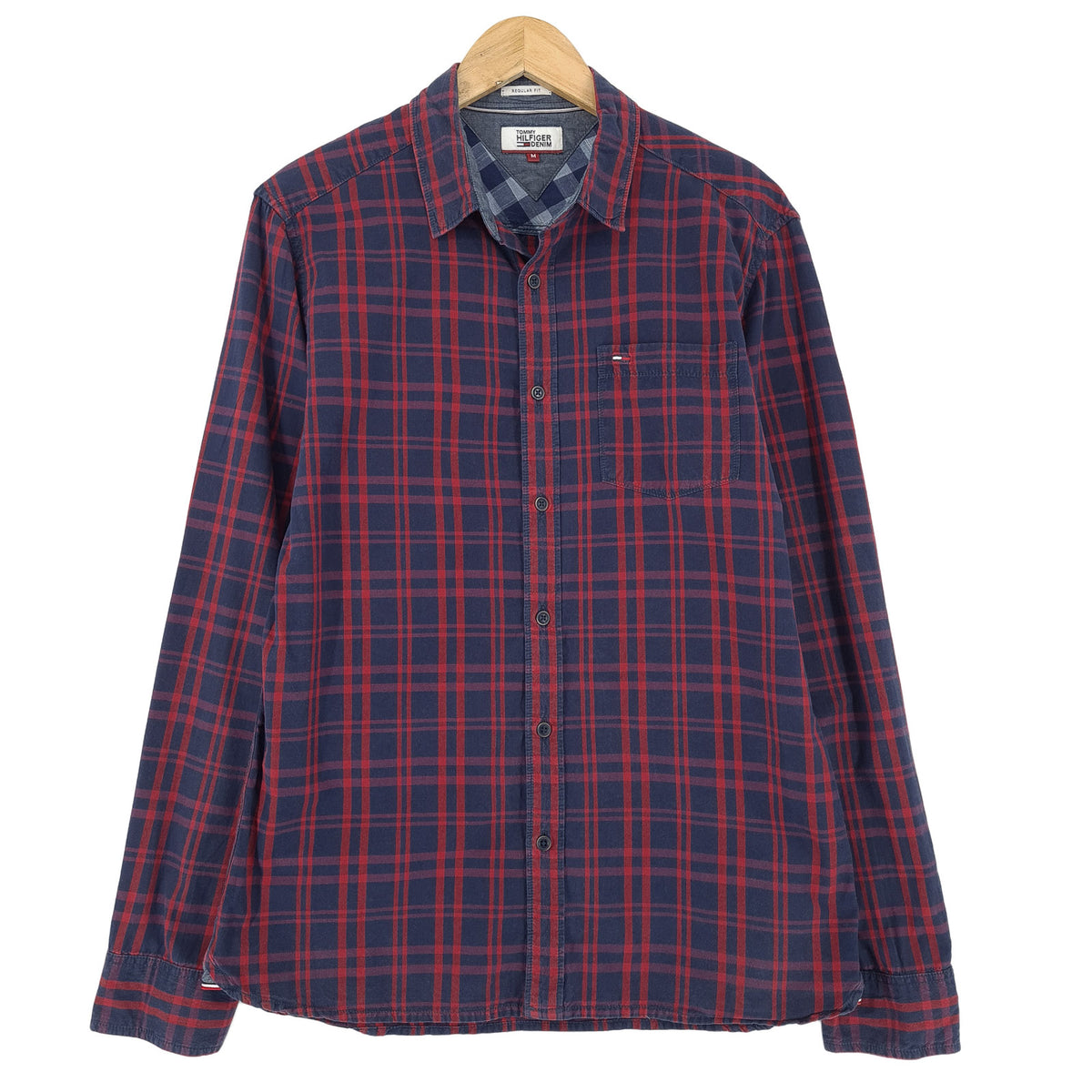 Tommy Hilfiger Vintage Mens Shirt Plaid Button Up Casual Everyday Classic Size M, front view, image 1 of 8