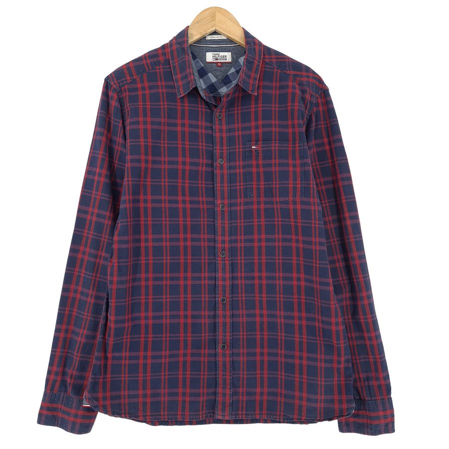 Tommy Hilfiger Vintage męska koszula w kratę z guzikami codzienne na co dzień klasyczne rozmiar M