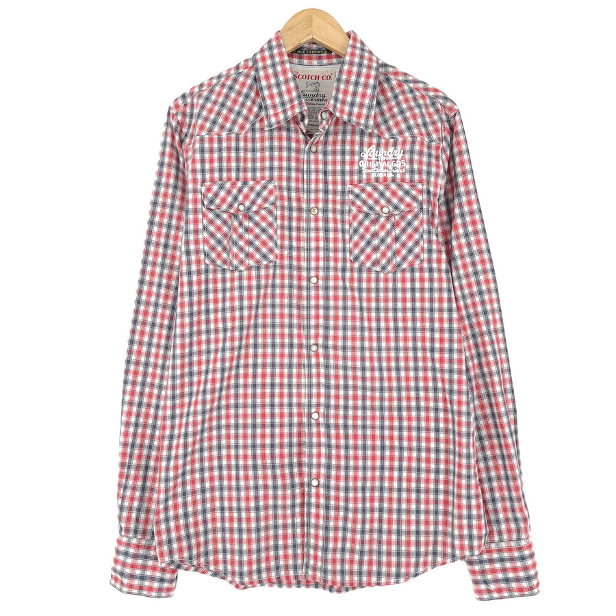Scotch & Soda Vintage męska koszula bawełniana w kratę zapinana na guziki codzienne klasyczne rozmiar L