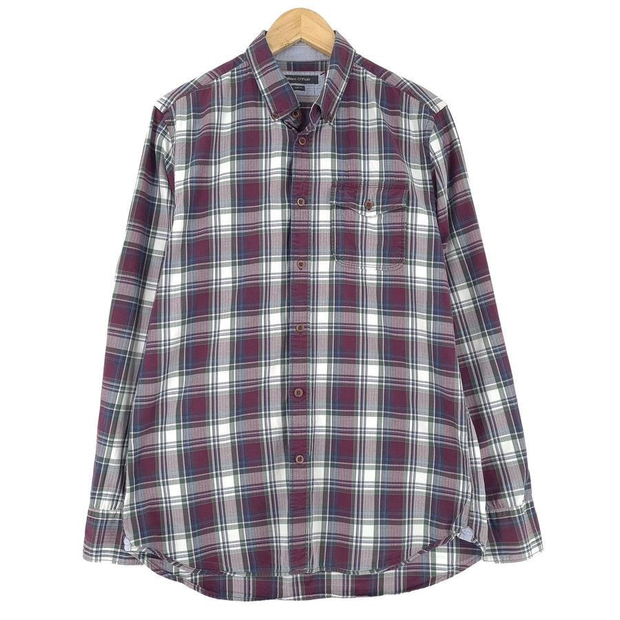Marc O'Polo Herren-Businesshemd karierte Baumwolle Business Slim Fit Größe L 41/42