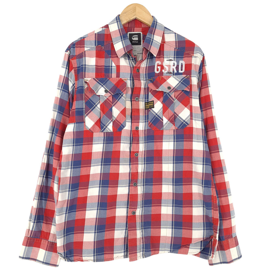 G-Star Vintage chemise homme boutonnée en coton à carreaux décontracté quotidien classique taille XL