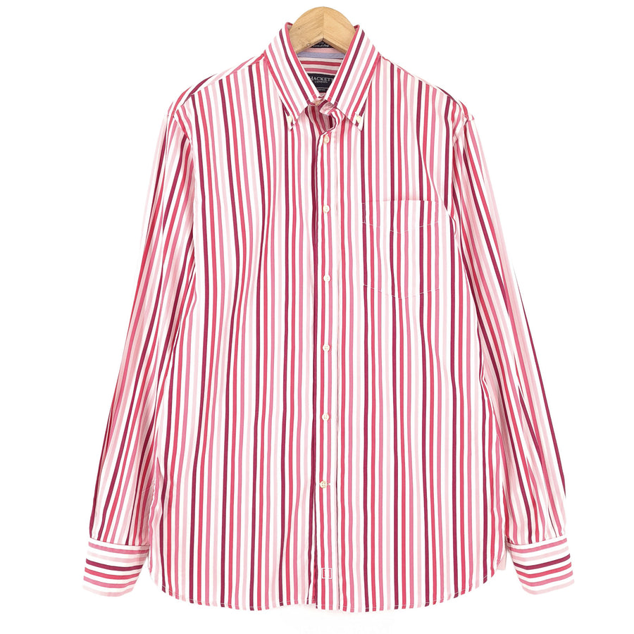 Hackett London camicia da uomo a righe cotone con bottoni casual quotidiano taglia M