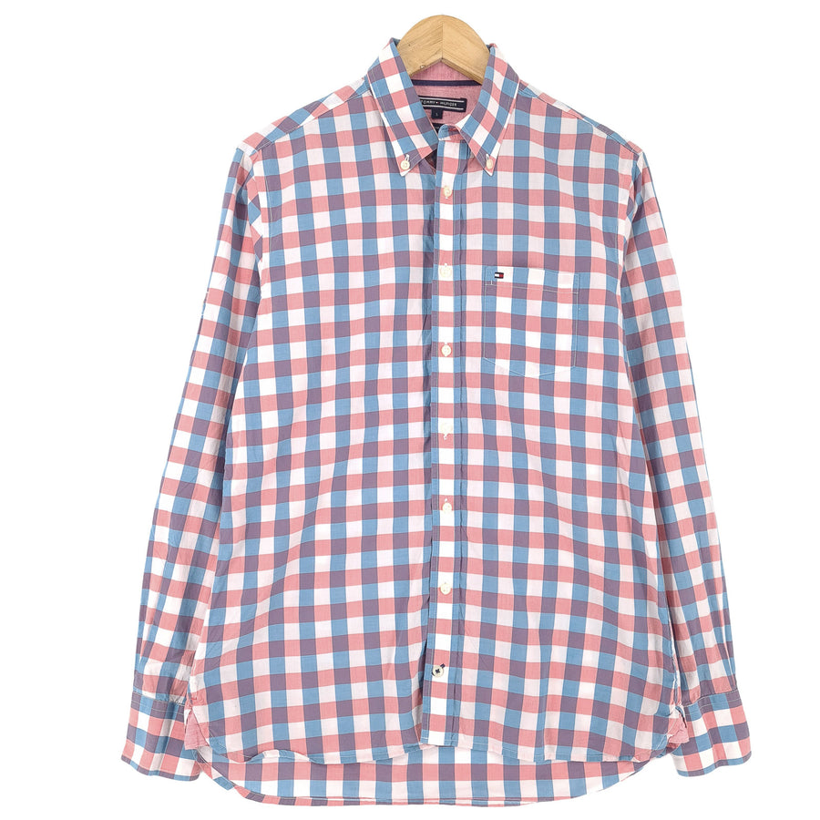 Tommy Hilfiger Vintage Herrenhemd kariert mit Knopfleiste Freizeit Alltag klassisch Größe S