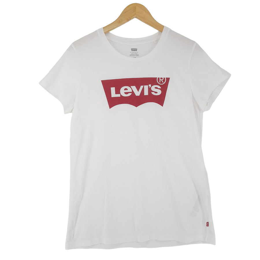 Levi's Vintage T-Shirt weiß Grafik Baumwolle Freizeit T-Shirt Rundhals Damen Größe L