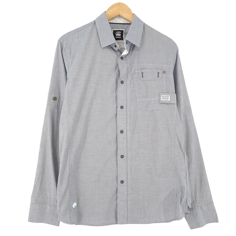 G-Star Vintage chemise homme coton gris boutonné décontracté quotidien classique taille L