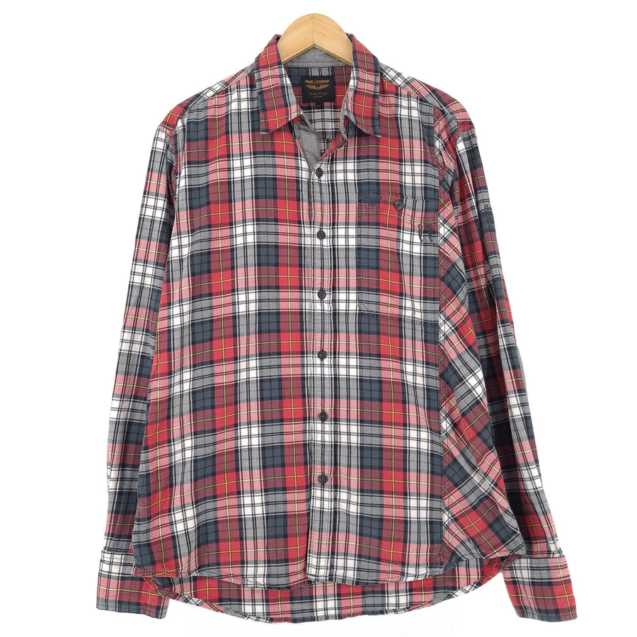 Pme Legend Vintage kariertes Herrenhemd aus Baumwolle mit Knopfleiste klassisch Fit Freizeit Größe XL