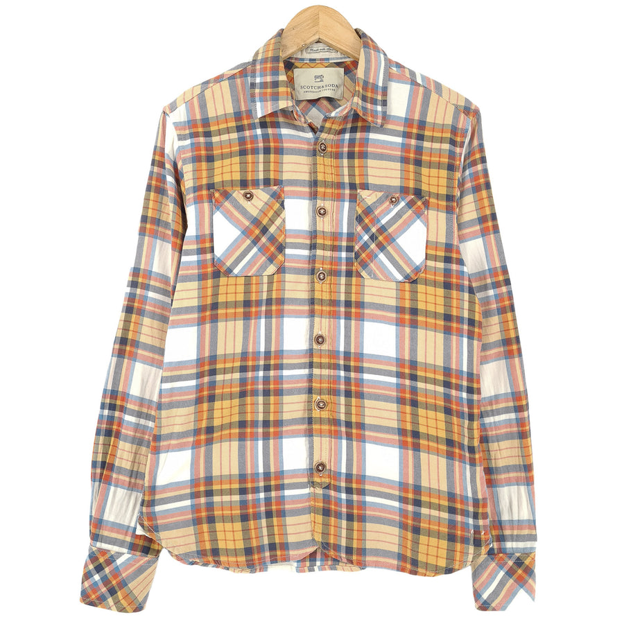 Scotch & Soda Vintage kariertes Herrenhemd aus Baumwolle mit Knopfleiste Freizeit Alltag Größe S