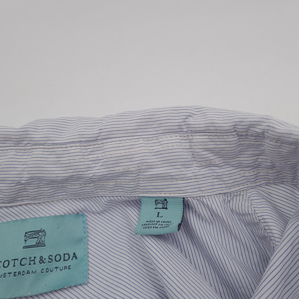Scotch & Soda Vintage Mens Shirt Striped Cotton Button Up Casual Everyday Size L, detail view 3, image 5 of 9