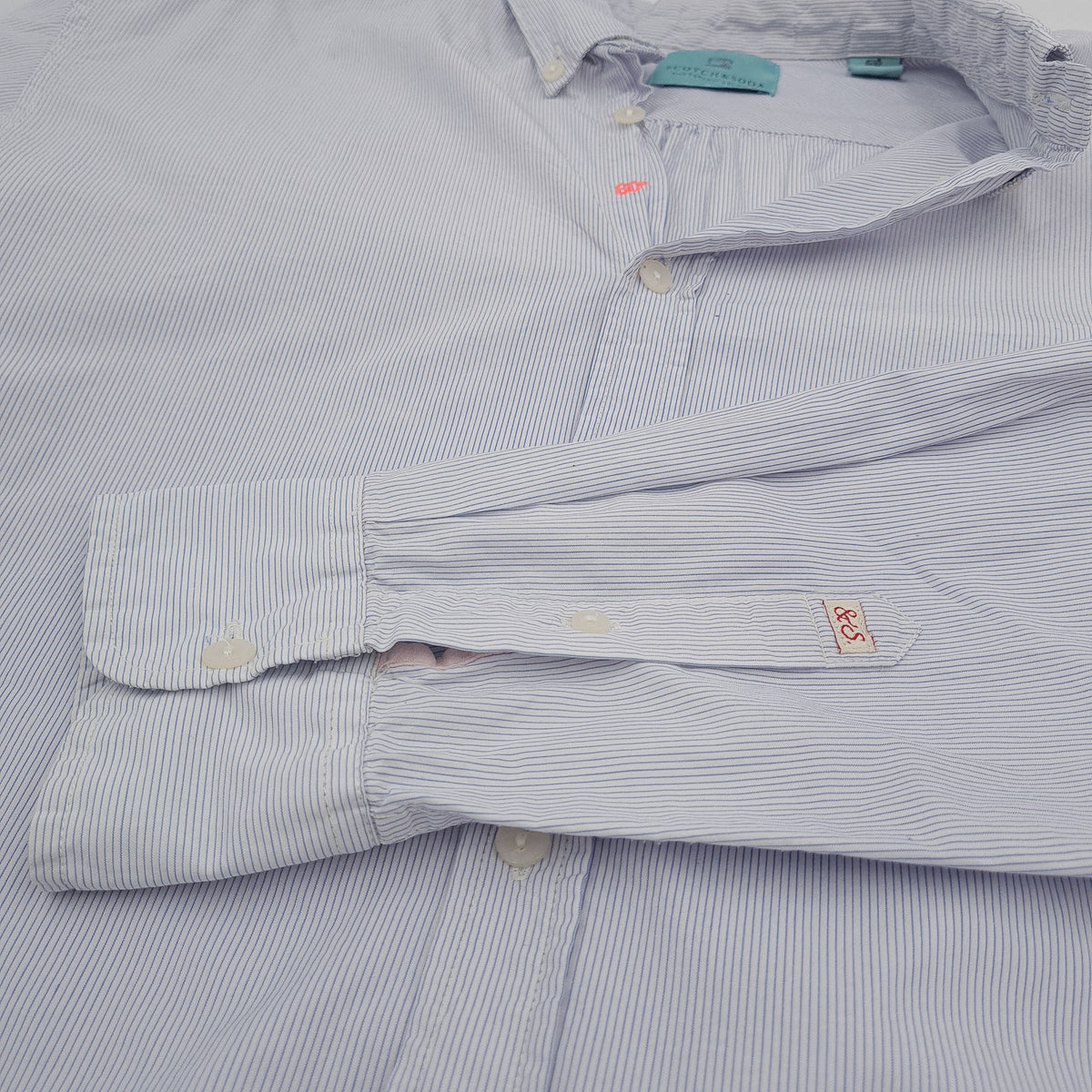 Scotch & Soda Vintage Mens Shirt Striped Cotton Button Up Casual Everyday Size L, detail view 6, image 8 of 9