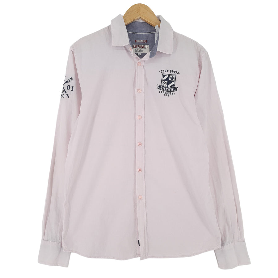 Camp David Vintage camicia da uomo Pink cotone con bottoni casual quotidiano classico taglia M