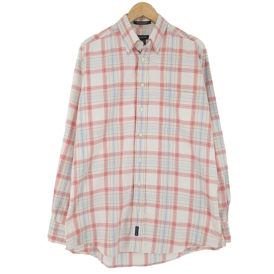 Gant camicia da uomo in cotone a quadri con bottoni casual quotidiano classico taglia L