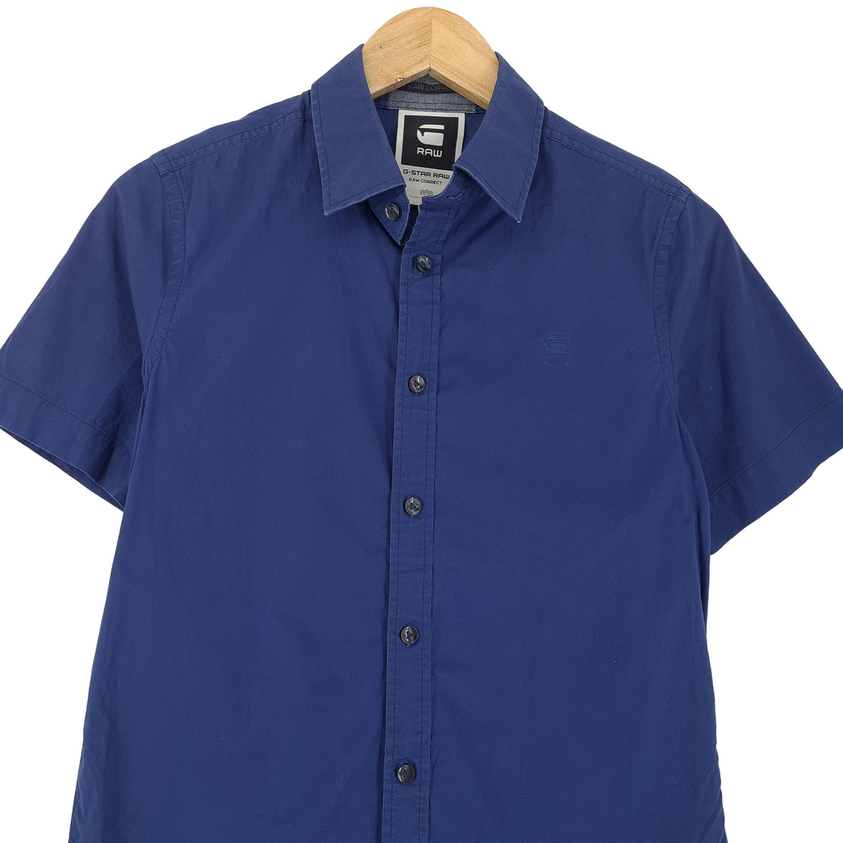 G-Star Vintage Mens Shirt Blue Cotton Button Up Casual Everyday Classic Size S, back view, image 2 of 9