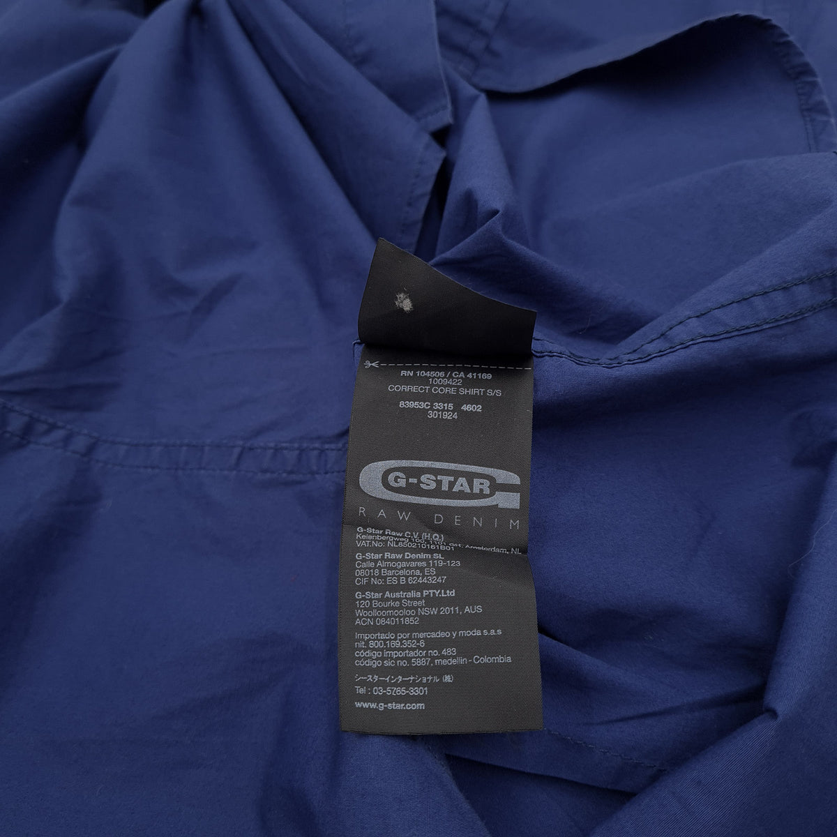 G-Star Vintage Mens Shirt Blue Cotton Button Up Casual Everyday Classic Size S, detail view 5, image 7 of 9