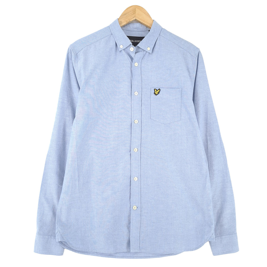 Lyle & Scott Vintage męska koszula niebieska bawełna z guzikami codzienne na co dzień rozmiar S