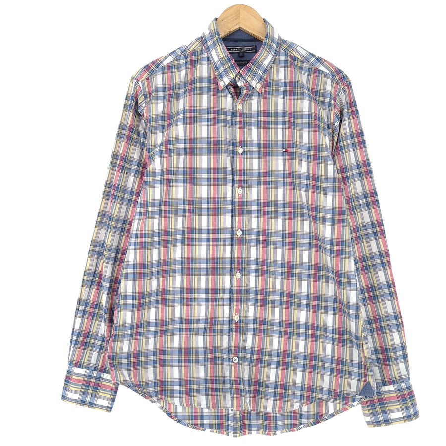 Tommy Hilfiger Vintage męska koszula bawełniana w kratę zapinana na guziki codzienne na co dzień rozmiar M