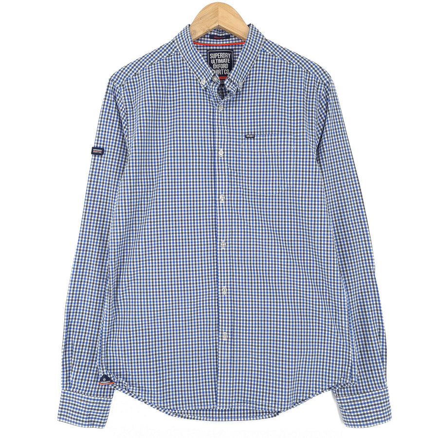 Superdry Vintage męska koszula bawełniana w kratę zapinana na guziki codzienne na co dzień klasyczne rozmiar L