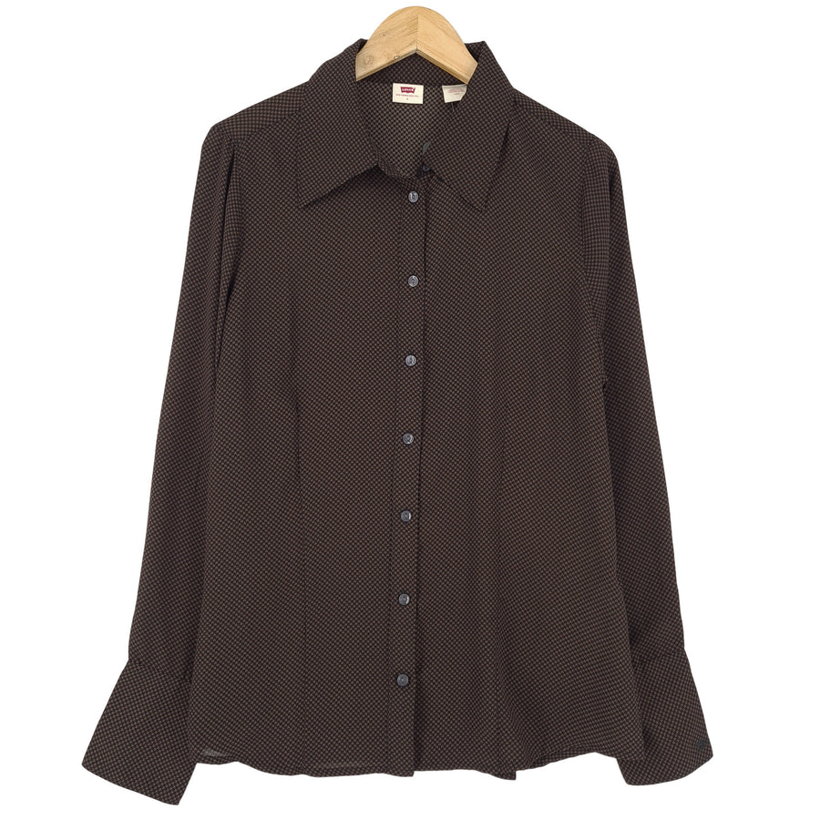 Levi's Vintage chemise marron géométrique boutonné décontracté quotidien classique Femme taille L