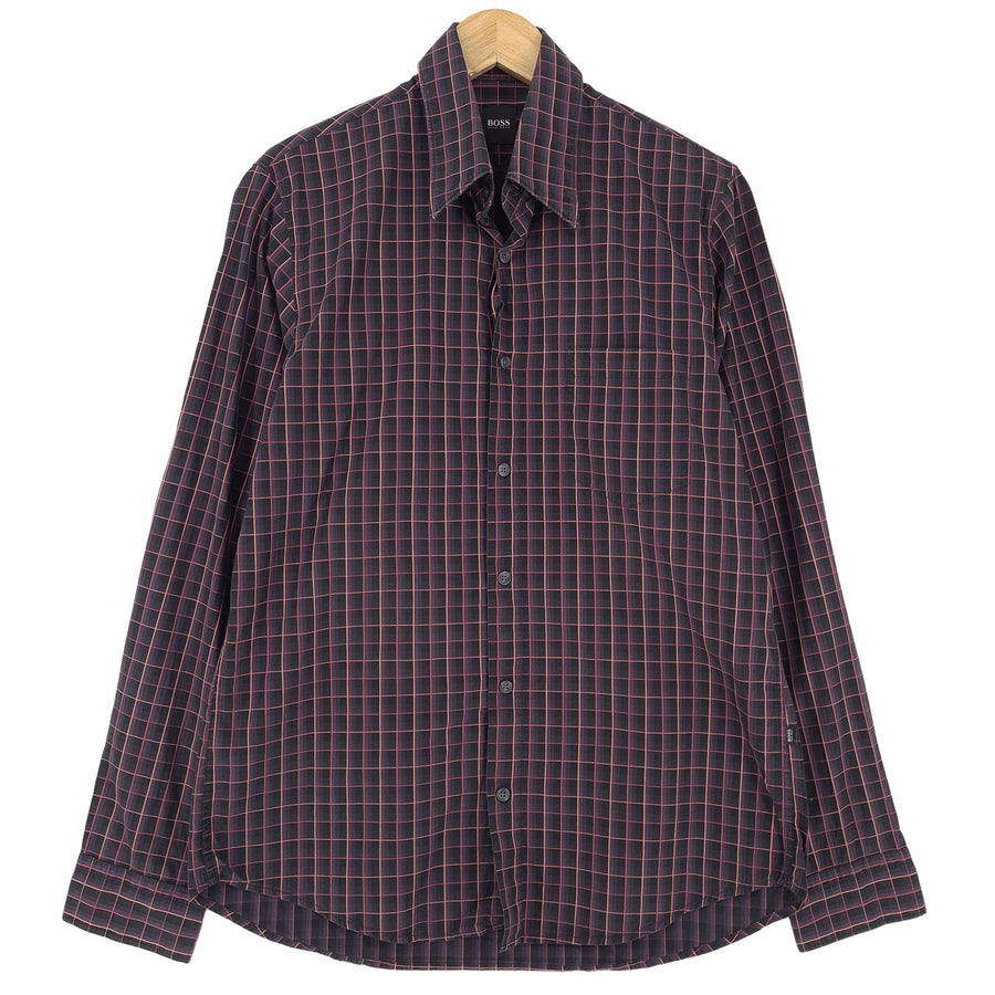 Hugo Boss camicia da uomo in cotone a quadri con bottoni casual quotidiano classico taglia M