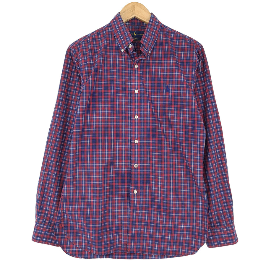 Ralph Lauren Vintage kariertes Herrenhemd aus Baumwolle mit Knopfleiste Slim Fit Freizeit Größe S